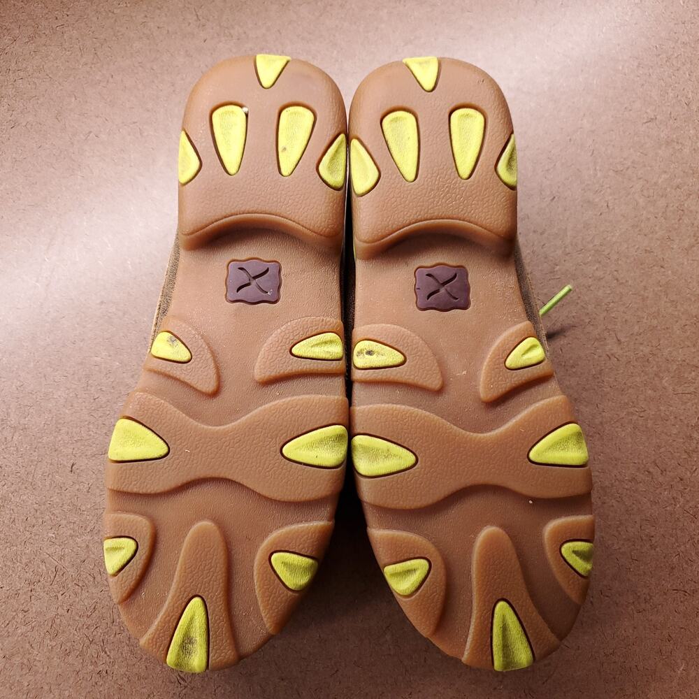 Twisted X Driving Mocs Women 8.5M Brown Leather Neon Yellow WDM0010 Boat Shoe - Picture 7 of 8